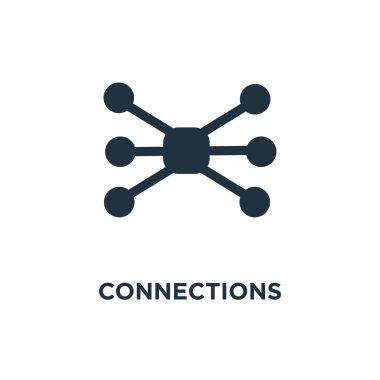 Bağlantıları simgesi. Siyah vektör çizim dolu. Beyaz arka plan bağlantıları sembolü. Web ve mobil kullanılabilir.