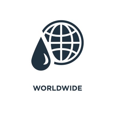 Dünya çapında kutsal kişilerin resmi. Siyah vektör çizim dolu. Beyaz arka plan üzerinde dünya çapında sembolü. Web ve mobil kullanılabilir.