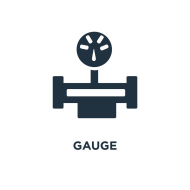 Ölçer simgesi. Siyah vektör çizim dolu. Beyaz arka plan göstergesi sembolü. Web ve mobil kullanılabilir.