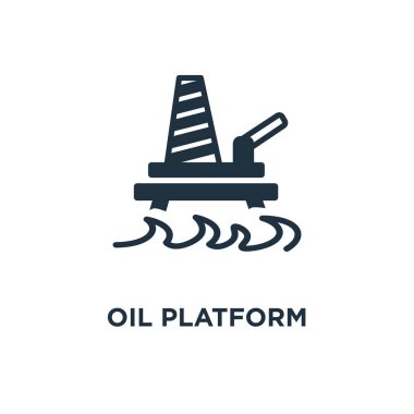 Petrol platformu simgesi. Siyah vektör çizim dolu. Petrol platformu sembolü beyaz arka plan. Web ve mobil kullanılabilir.