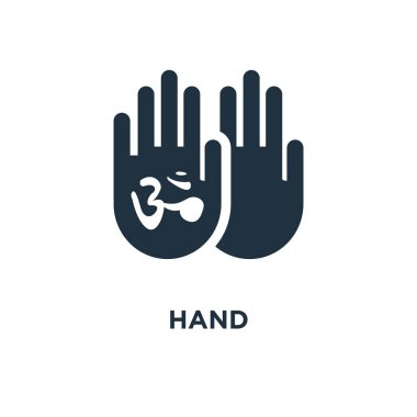 El simgesi. Siyah vektör çizim dolu. Beyaz arka plan üzerinde el simgesi. Web ve mobil kullanılabilir.