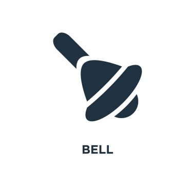 Zil simgesini. Siyah vektör çizim dolu. Beyaz arka plan Bell sembolü. Web ve mobil kullanılabilir.