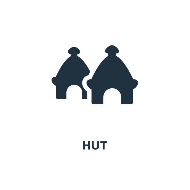 Kulübe simgesi. Siyah vektör çizim dolu. Beyaz arka plan kulübe sembolü. Web ve mobil kullanılabilir.