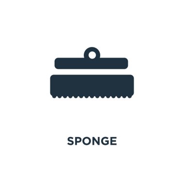 Sünger simgesi. Siyah vektör çizim dolu. Beyaz zemin üzerine sünger sembolü. Web ve mobil kullanılabilir.