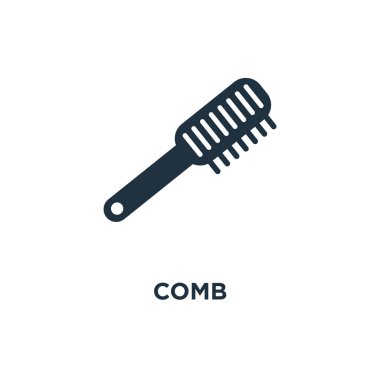 Tarak simgesi. Siyah vektör çizim dolu. Beyaz arka plan tarak sembolü. Web ve mobil kullanılabilir.