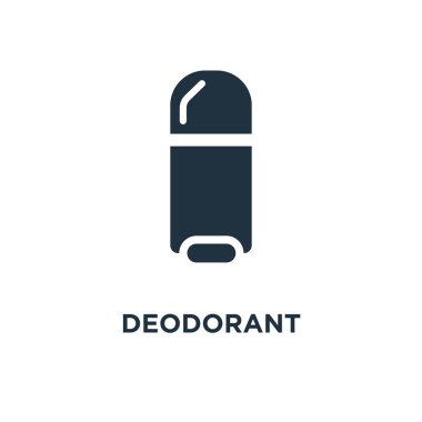 Deodorant simgesi. Siyah vektör çizim dolu. Beyaz arka plan deodorant sembolü. Web ve mobil kullanılabilir.