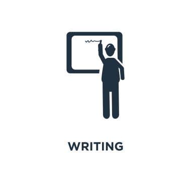 Yazma simgesi. Siyah vektör çizim dolu. Beyaz zemin üzerine yazma sembolü. Web ve mobil kullanılabilir.
