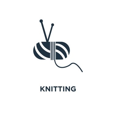 Örgü simgesi. Siyah vektör çizim dolu. Beyaz arka plan sembolü örgü. Web ve mobil kullanılabilir.