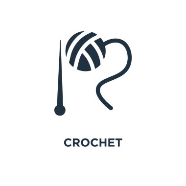 Simge tığ işi. Siyah vektör çizim dolu. Beyaz arka plan sembolü tığ işi. Web ve mobil kullanılabilir.