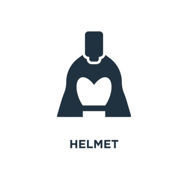 Kask simgesi. Siyah vektör çizim dolu. Beyaz arka plan kask sembolü. Web ve mobil kullanılabilir.