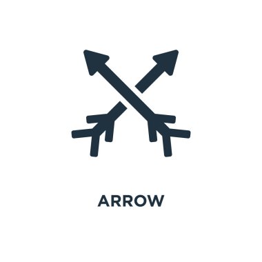Ok simgesi. Siyah vektör çizim dolu. Beyaz arka plan üzerinde ok sembolü. Web ve mobil kullanılabilir.