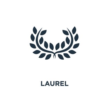 Laurel simgesi. Siyah vektör çizim dolu. Beyaz arka planlı Laurel sembolü. Web ve mobil kullanılabilir.