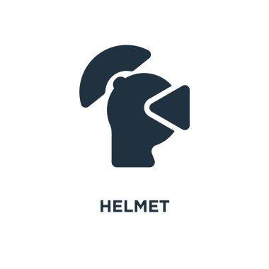Kask simgesi. Siyah vektör çizim dolu. Beyaz arka plan kask sembolü. Web ve mobil kullanılabilir.