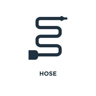 Hortum simgesi. Siyah vektör çizim dolu. Beyaz arka plan üzerinde hortum sembolü. Web ve mobil kullanılabilir.