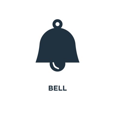 Zil simgesini. Siyah vektör çizim dolu. Beyaz arka plan Bell sembolü. Web ve mobil kullanılabilir.