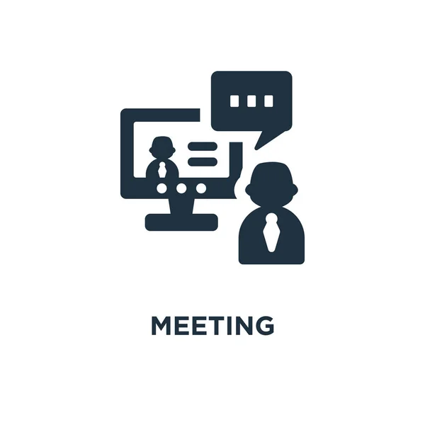Meeting Icon Black Filled Vector Illustration Meeting Symbol White Background — Stock Vector