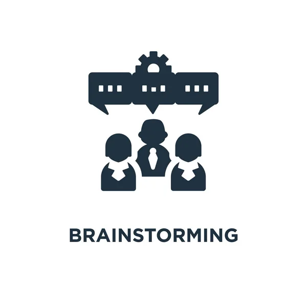 Ícone Brainstorming Ilustração Vetorial Cheia Preto Símbolo Brainstorming Fundo Branco — Vetor de Stock