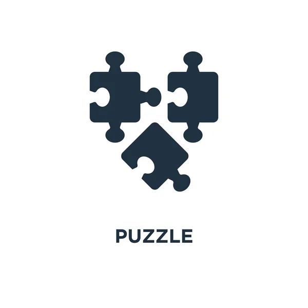 Icône Puzzle Illustration Vectorielle Remplie Noir Symbole Puzzle Sur Fond — Image vectorielle