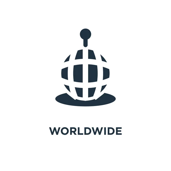 Ícone Mundial Ilustração Vetorial Cheia Preto Símbolo Mundial Sobre Fundo — Vetor de Stock
