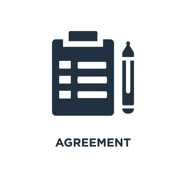 Agreement Icon Black Filled Vector Illustration Agreement Symbol White Background — Stock Vector