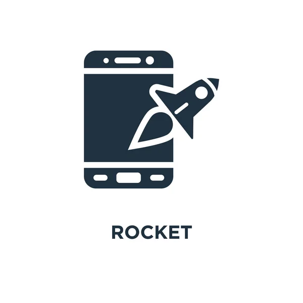 Raketen Ikone Schwarz Gefüllte Vektorabbildung Raketensymbol Auf Weißem Hintergrund Web — Stockvektor
