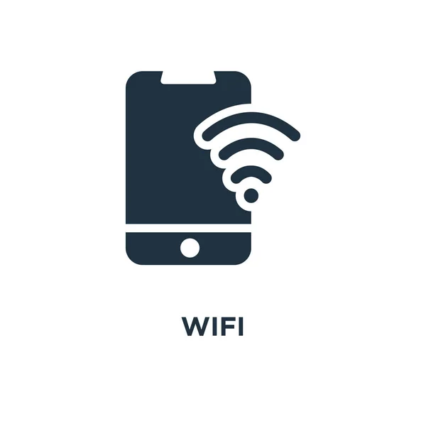 Wifi アイコン ブラックは ベクター グラフィックを充填しました 白い背景の上の Wifi のシンボルです Web およびモバイル使うことが — ストックベクタ