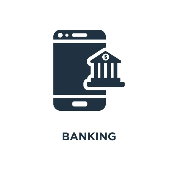 Bancaire Pictogram Zwarte Gevuld Vectorillustratie Bancaire Symbool Witte Achtergrond Kan — Stockvector