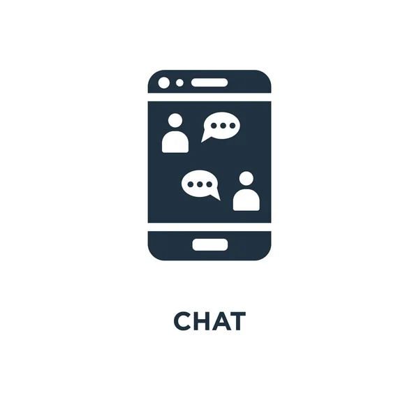 Chat Pictogram Zwarte Gevuld Vectorillustratie Chat Symbool Witte Achtergrond Kan — Stockvector