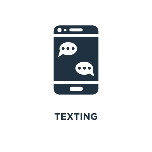 Texting Pictogram Zwarte Gevuld Vectorillustratie Texting Symbool Witte Achtergrond Kan — Stockvector
