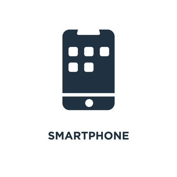Ikona Chytrého Telefonu Černé Plné Vektorové Ilustrace Smartphone Symbol Bílém — Stockový vektor