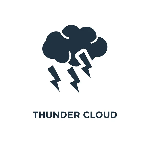 Ícone Thunder Cloud Ilustração Vetorial Cheia Preto Trovão Símbolo Nuvem — Vetor de Stock