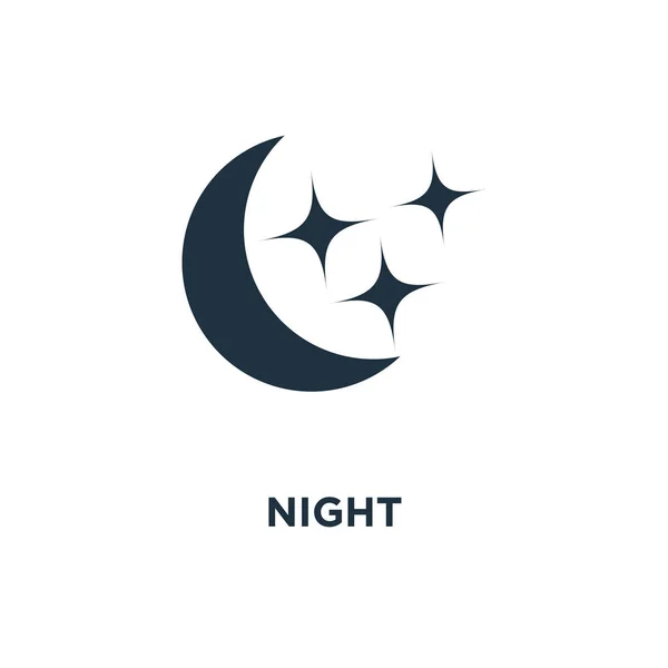 Ícone Noite Ilustração Vetorial Cheia Preto Símbolo Noite Fundo Branco —  Vetores de Stock