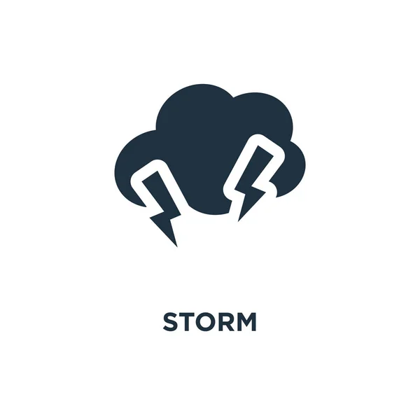 Ikona Bouře Černé Plné Vektorové Ilustrace Storm Symbol Bílém Pozadí — Stockový vektor