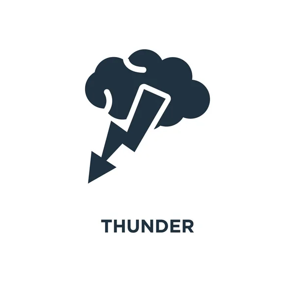 Thunder Pictogram Zwarte Gevuld Vectorillustratie Thunder Symbool Witte Achtergrond Kan — Stockvector