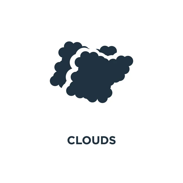 Ícone Nuvens Ilustração Vetorial Cheia Preto Clouds Símbolo Fundo Branco —  Vetores de Stock