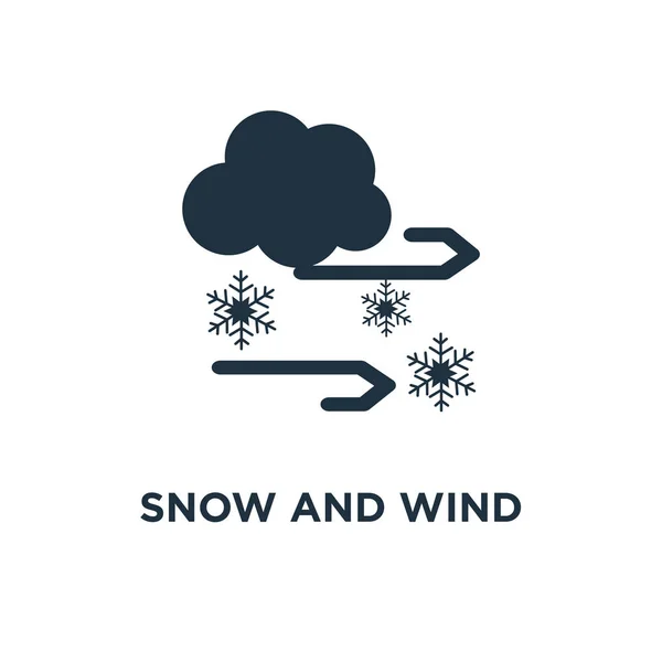 Sneeuw Wind Pictogram Zwarte Gevuld Vectorillustratie Sneeuw Wind Symbool Witte — Stockvector