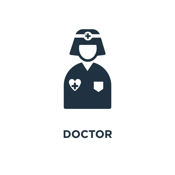 Het Pictogram Van Arts Zwarte Gevuld Vectorillustratie Dokter Symbool Witte — Stockvector