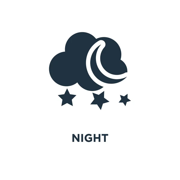 Ícone Noite Ilustração Vetorial Cheia Preto Símbolo Noite Fundo Branco — Vetor de Stock