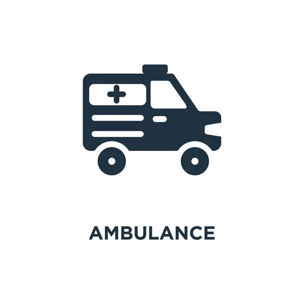 救急車アイコン ブラックは ベクター グラフィックを充填しました 白い背景の救急車のシンボル Web およびモバイル使うことが — ストックベクタ