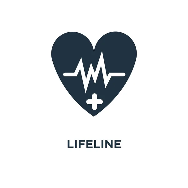 Icono Lifeline Ilustración Vectorial Negra Símbolo Lifeline Sobre Fondo Blanco — Vector de stock