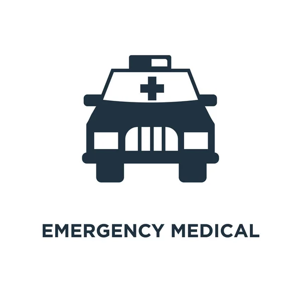 緊急医療車両のアイコン ブラックは ベクター グラフィックを充填しました 白い背景の上の緊急医療車両記号です Web およびモバイル使うことが — ストックベクタ