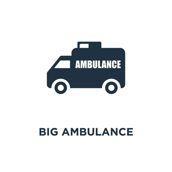 Big Ambulance Facing Left Icon Black Filled Vector Illustration Big — Stock Vector