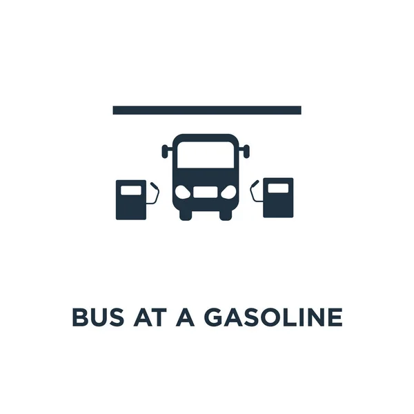 Autobús Icono Una Gasolinera Ilustración Vectorial Negra Autobús Una Gasolinera — Vector de stock