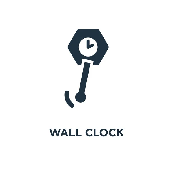Horloge Murale Icône Illustration Vectorielle Remplie Noir Horloge Murale Symbole — Image vectorielle