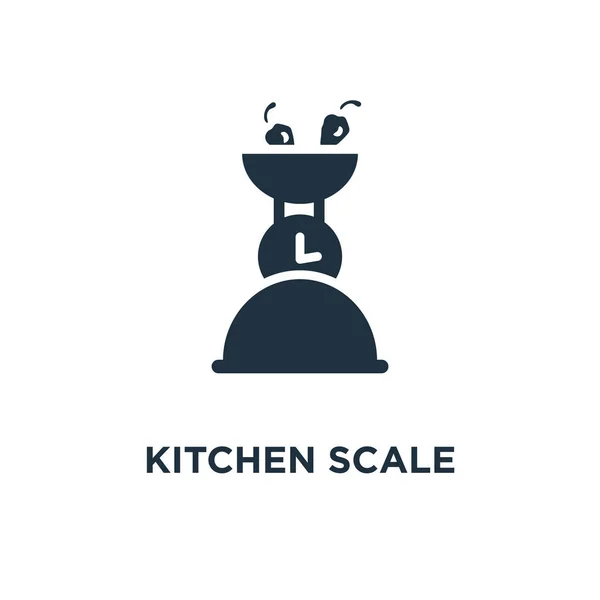 Icône Balance Cuisine Illustration Vectorielle Remplie Noir Symbole Échelle Cuisine — Image vectorielle