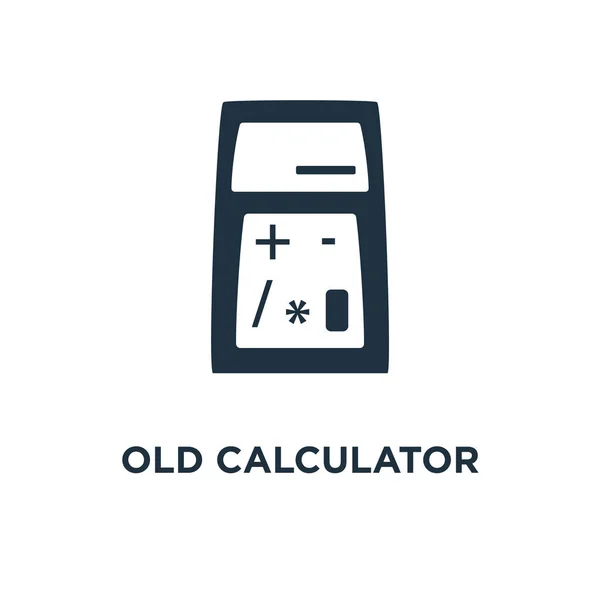 Oude Calculatorpictogram Zwarte Gevuld Vectorillustratie Oude Rekenmachine Symbool Witte Achtergrond — Stockvector