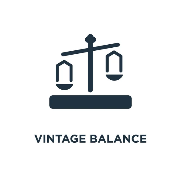 Icône Balance Vintage Illustration Vectorielle Remplie Noir Symbole Balance Vintage — Image vectorielle