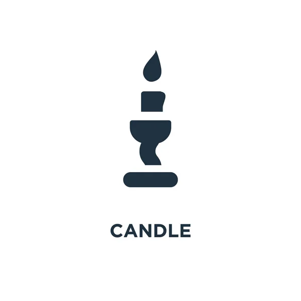 Candle Icon Black Filled Vector Illustration Candle Symbol White Background — Stock Vector