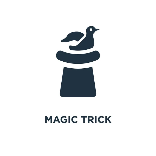 Magic trick icon. Black filled vector illustration. Magic trick symbol on white background. Can be used in web and mobile.