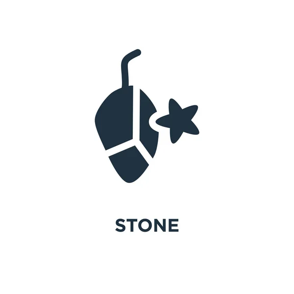 Ícone Pedra Ilustração Vetorial Cheia Preto Símbolo Pedra Fundo Branco — Vetor de Stock
